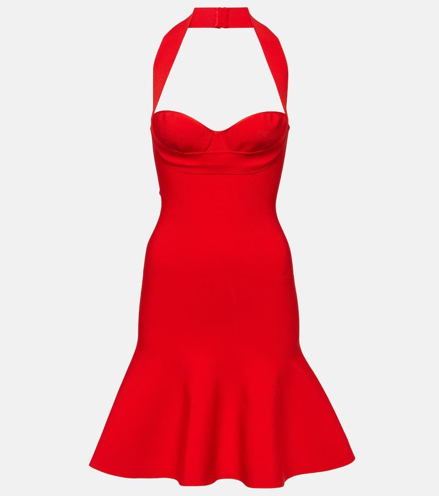 alaïa ribbed-knit halterneck minidress