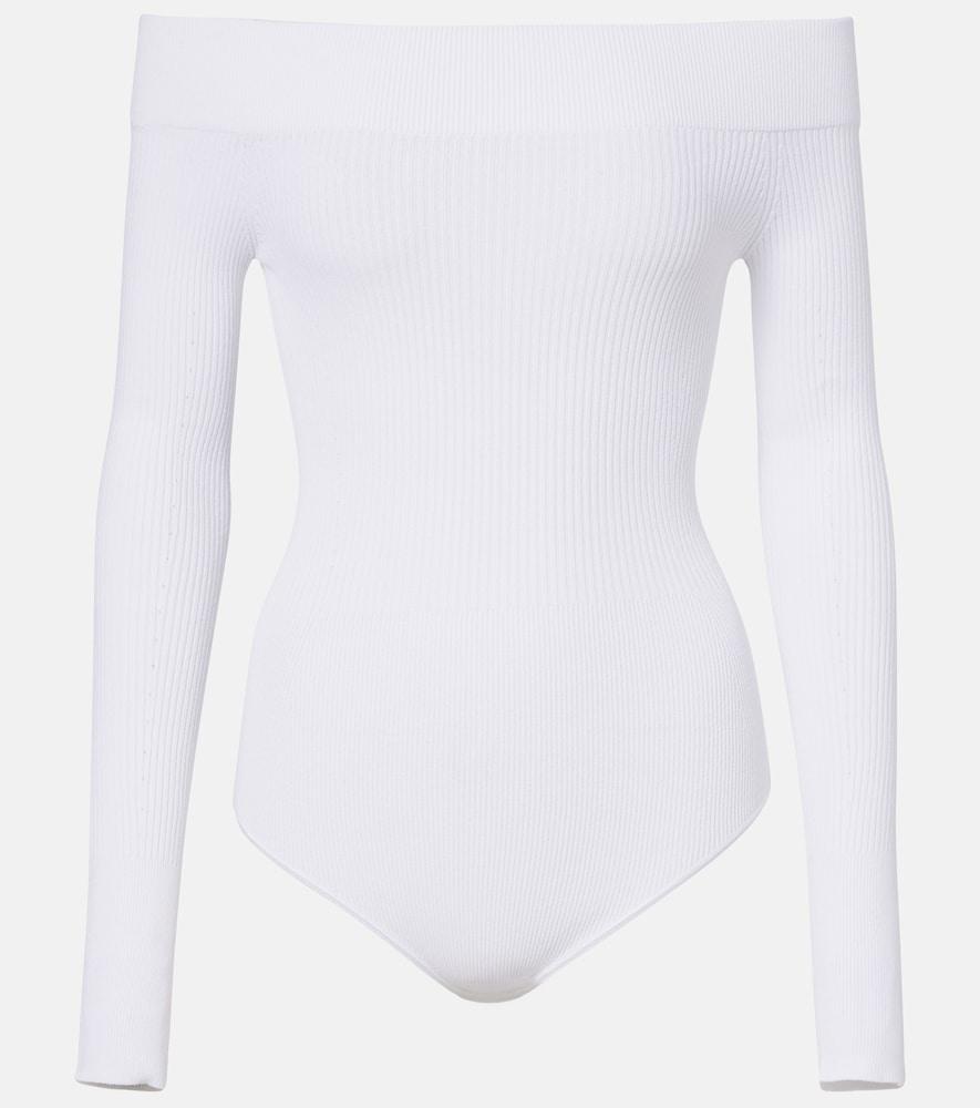 alaïa ribbed-knit off-shoulder bodysuit