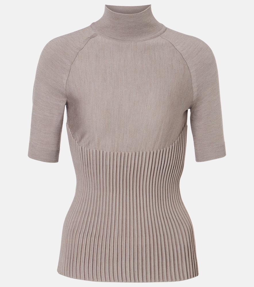 alaïa ribbed-knit turtleneck wool-blend top