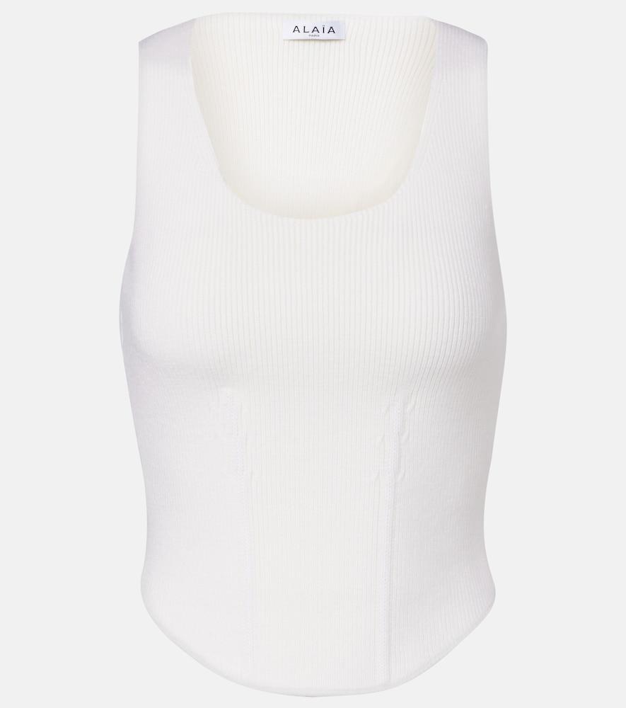 alaïa ribbed-knit wool-blend bustier