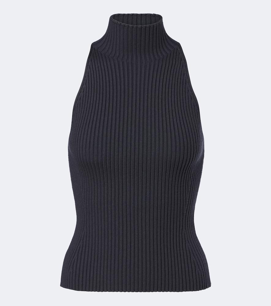 alaïa ribbed-knit wool-blend turtleneck top