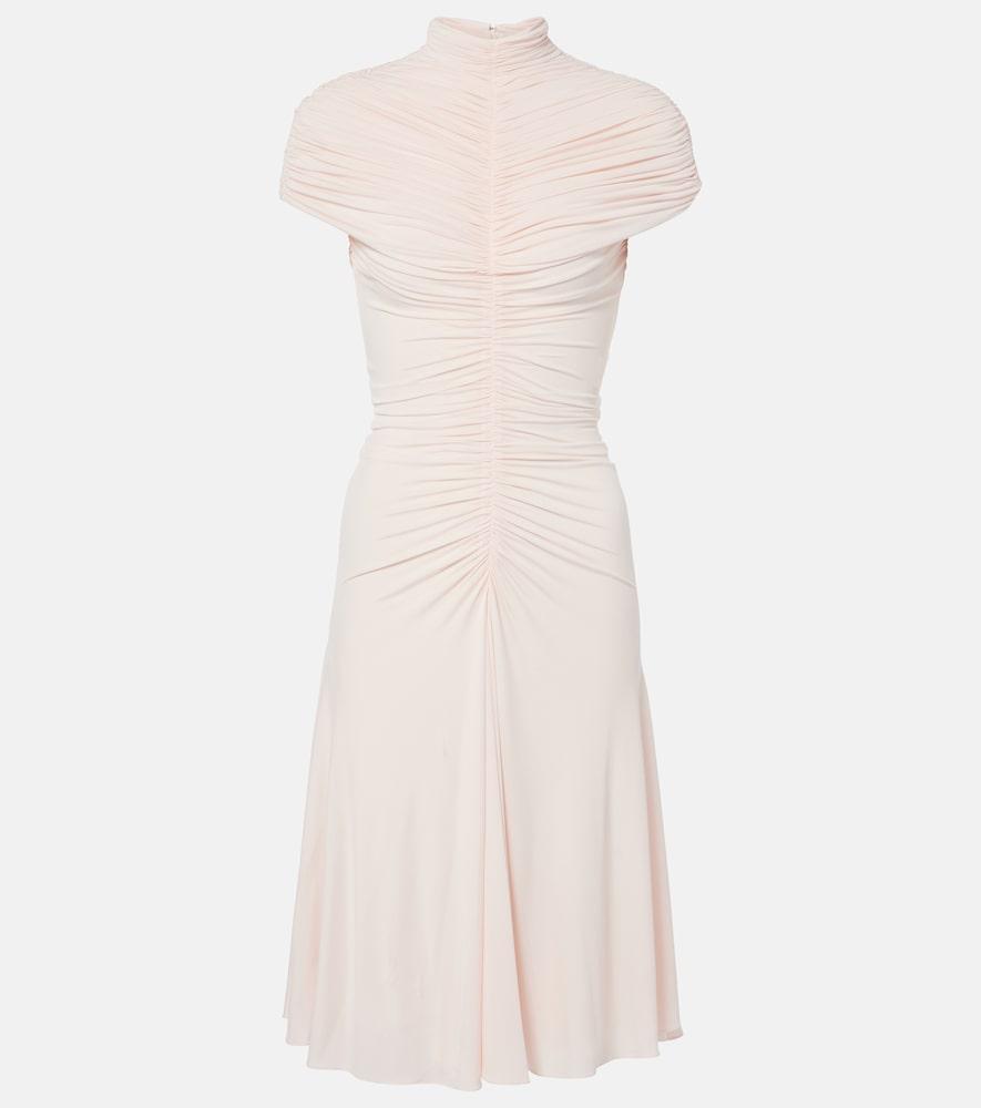 alaïa ruched jersey midi dress