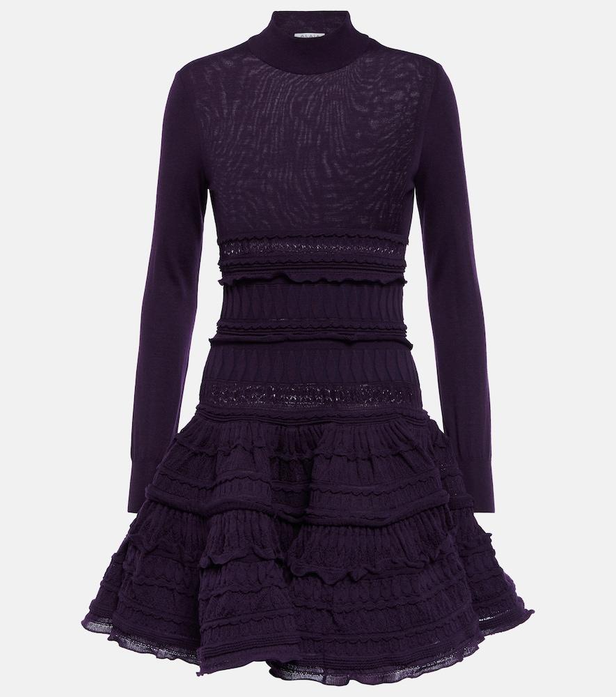 alaïa ruffle virgin wool minidress