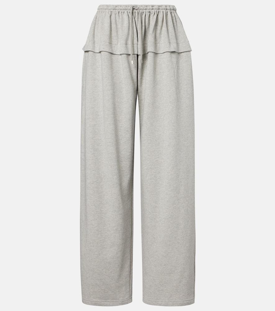 alaïa ruffled cotton-blend track pants