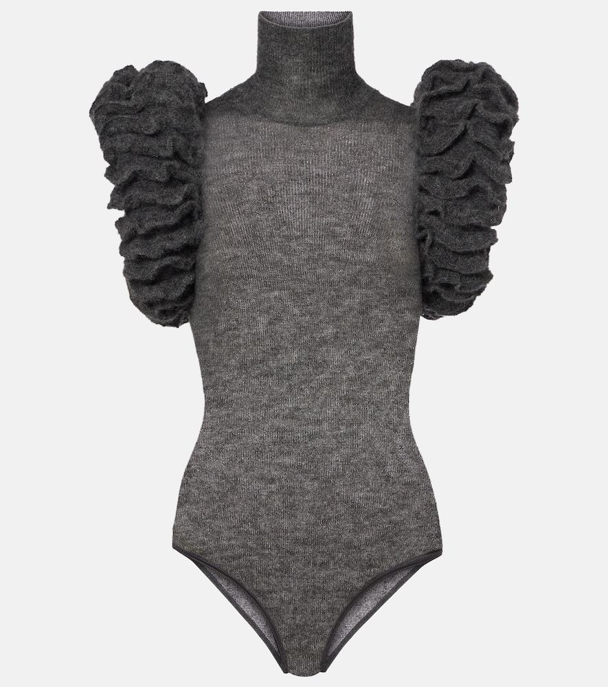 alaïa ruffled mohair and wool-blend bodysuit