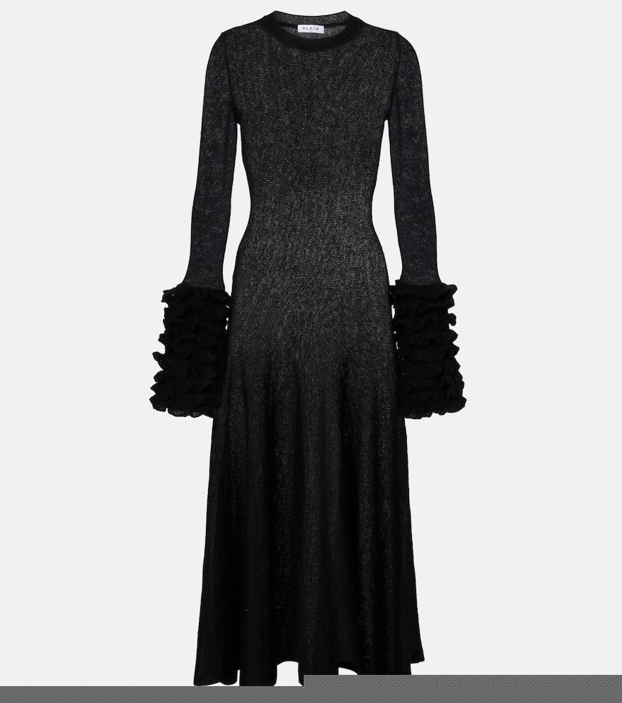 alaïa ruffled mohair-blend midi dress