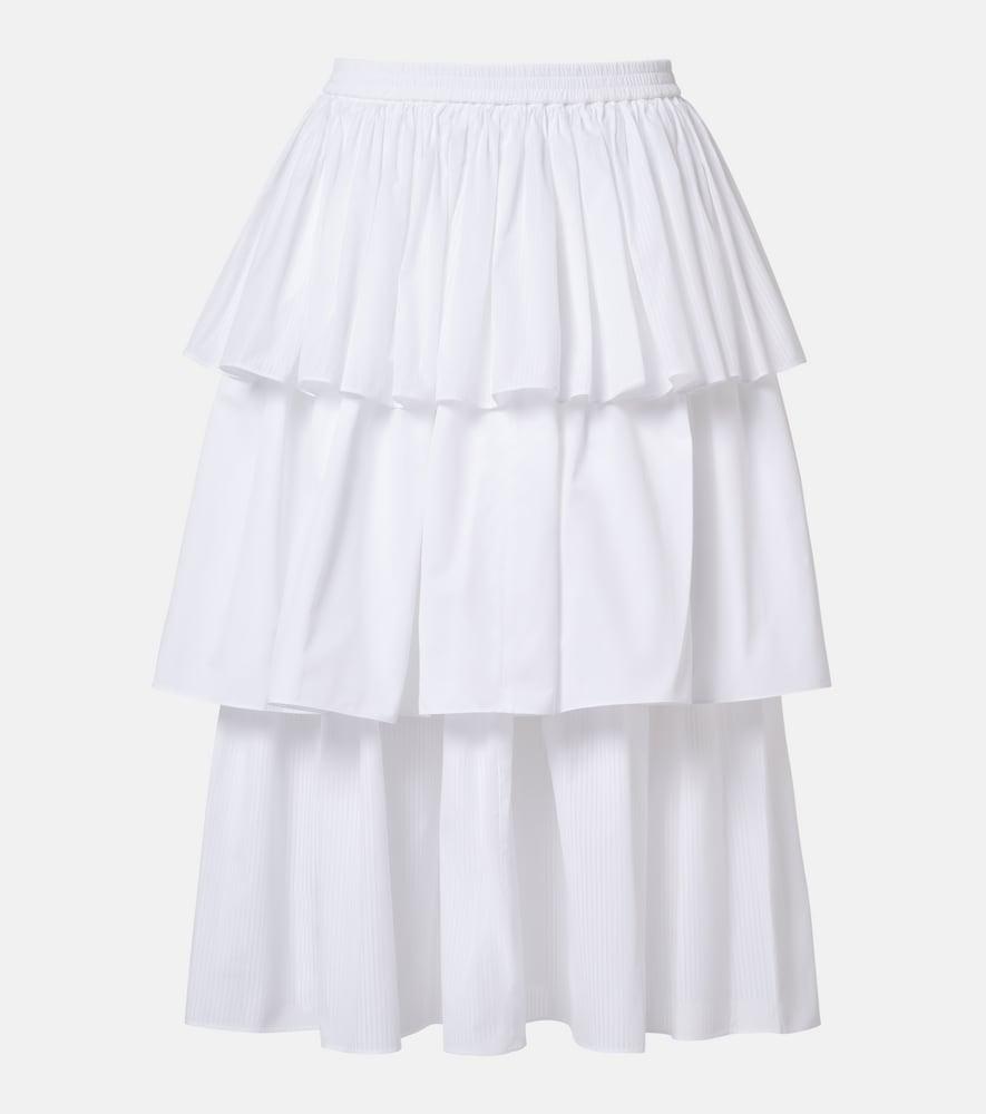 alaïa ruffled tiered cotton midi skirt