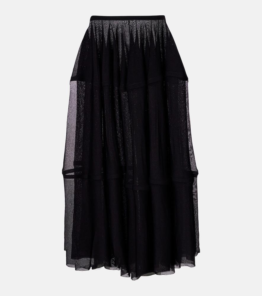 alaïa semi-sheer midi skirt