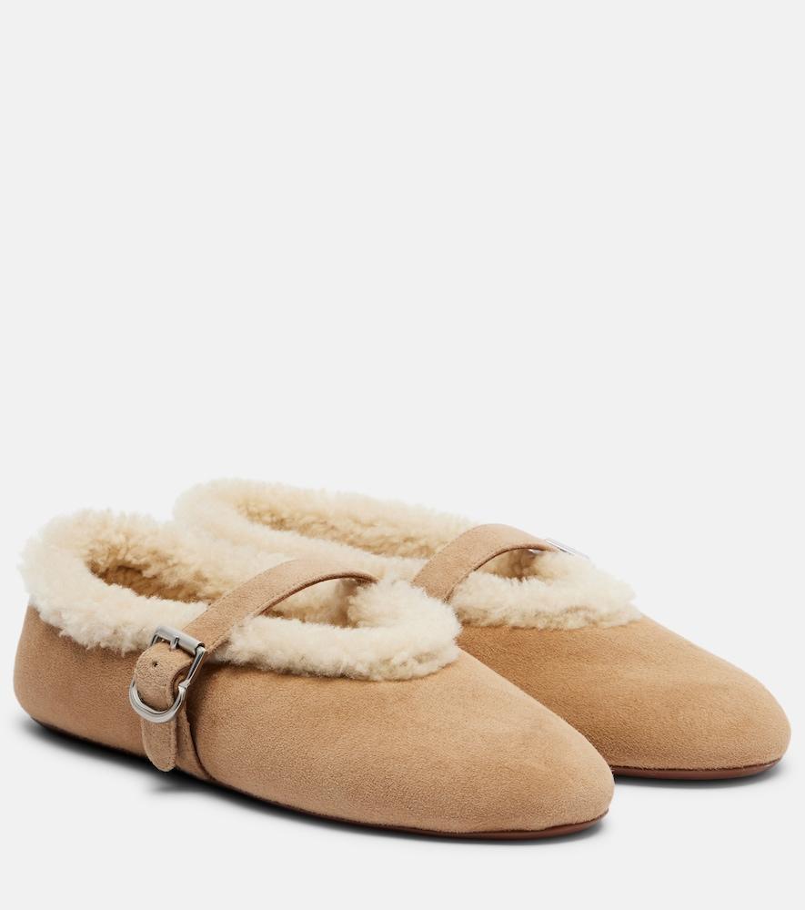 alaïa shearling-lined suede ballet flats