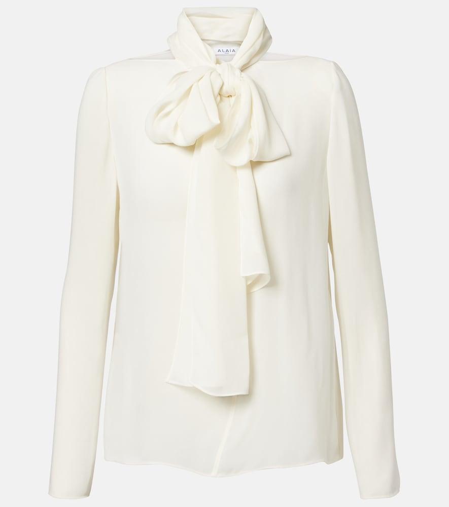alaïa sheer tie-neck blouse