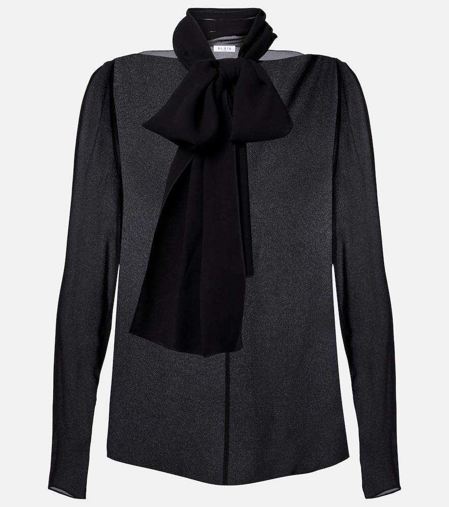 alaïa sheer tie-neck blouse