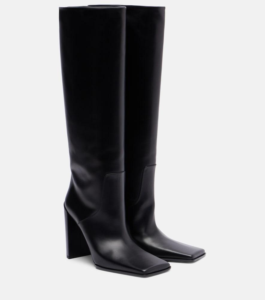 alaïa square leather knee-high boots