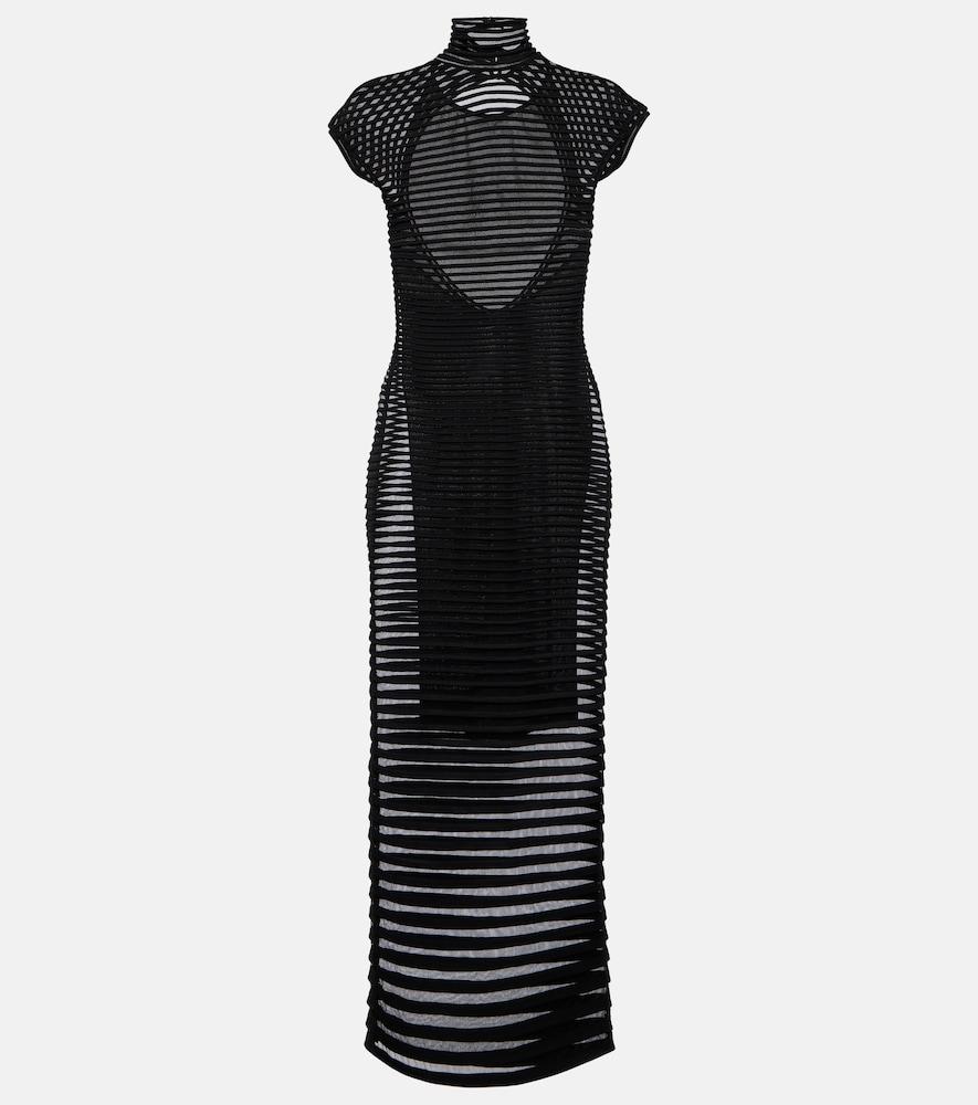 alaïa striped crêpe-paneled gown