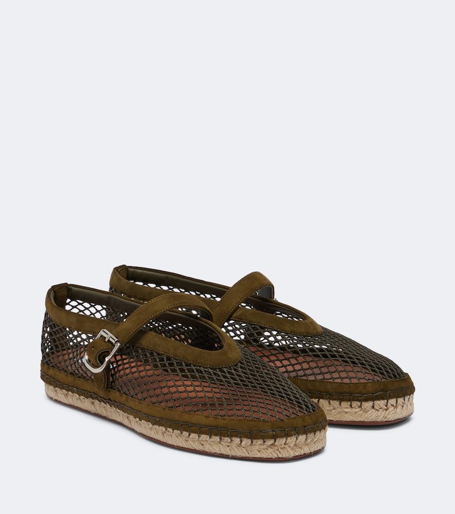 alaïa suede-trimmed fishnet espadrilles