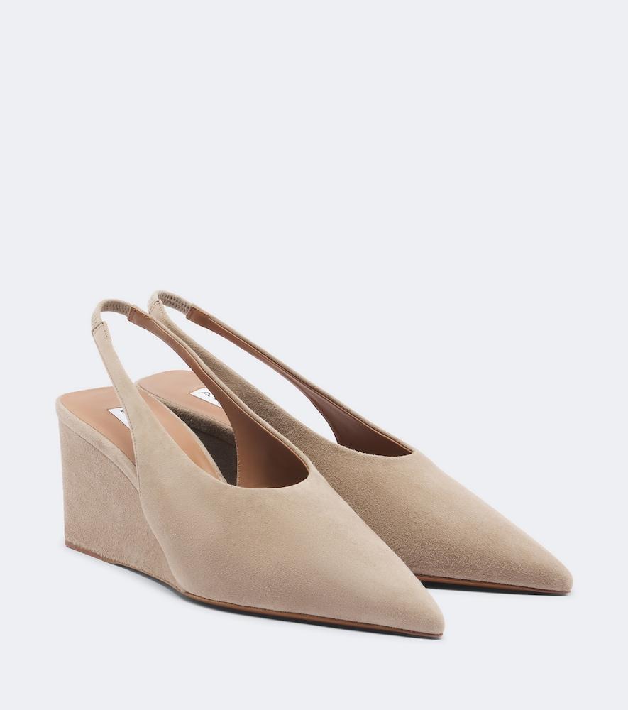 alaïa suede wedge slingback pumps