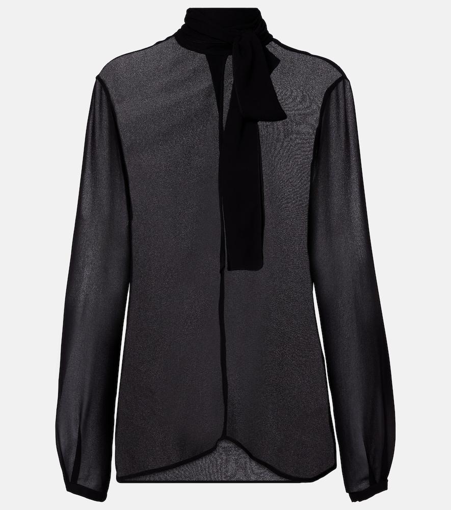 alaïa tie-neck georgette blouse