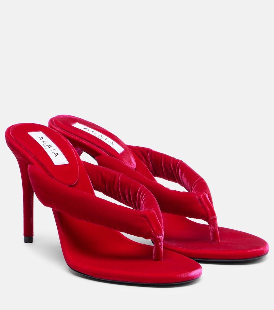 alaïa velvet thong sandals