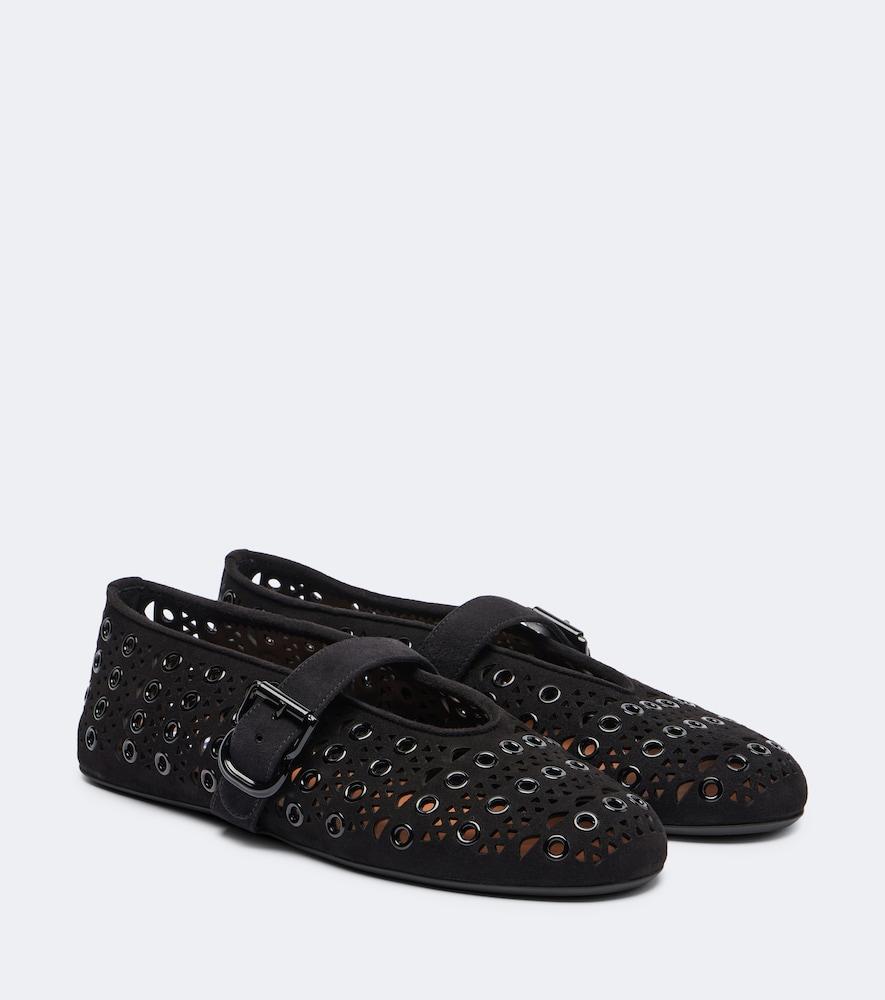 alaïa vienne embellished suede ballet flats