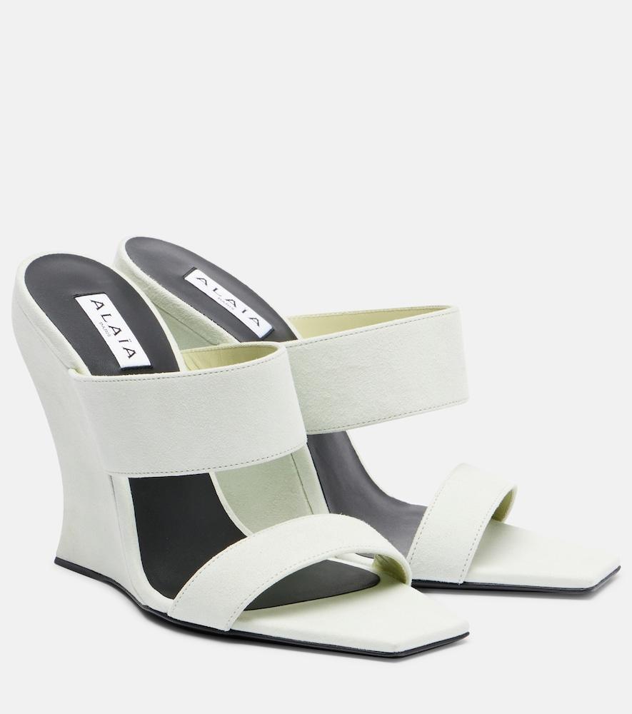 alaïa wave 110 suede wedge mules