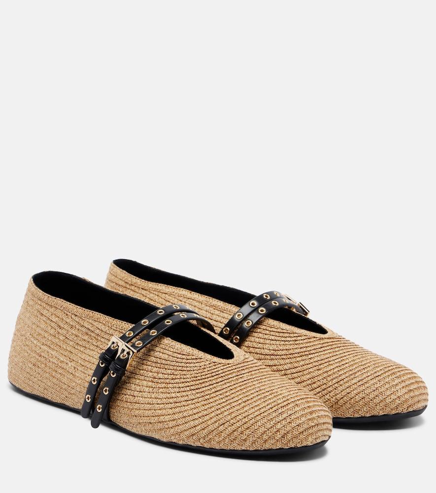 alaïa woven leather-trimmed ballet flats