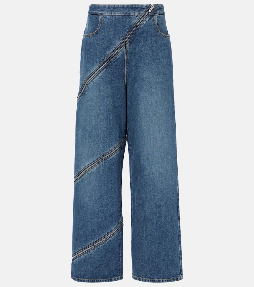 alaïa zip-up wide-leg jeans