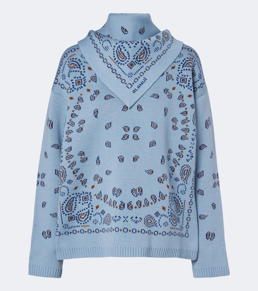 alanui bandana jacquard virgin wool sweater
