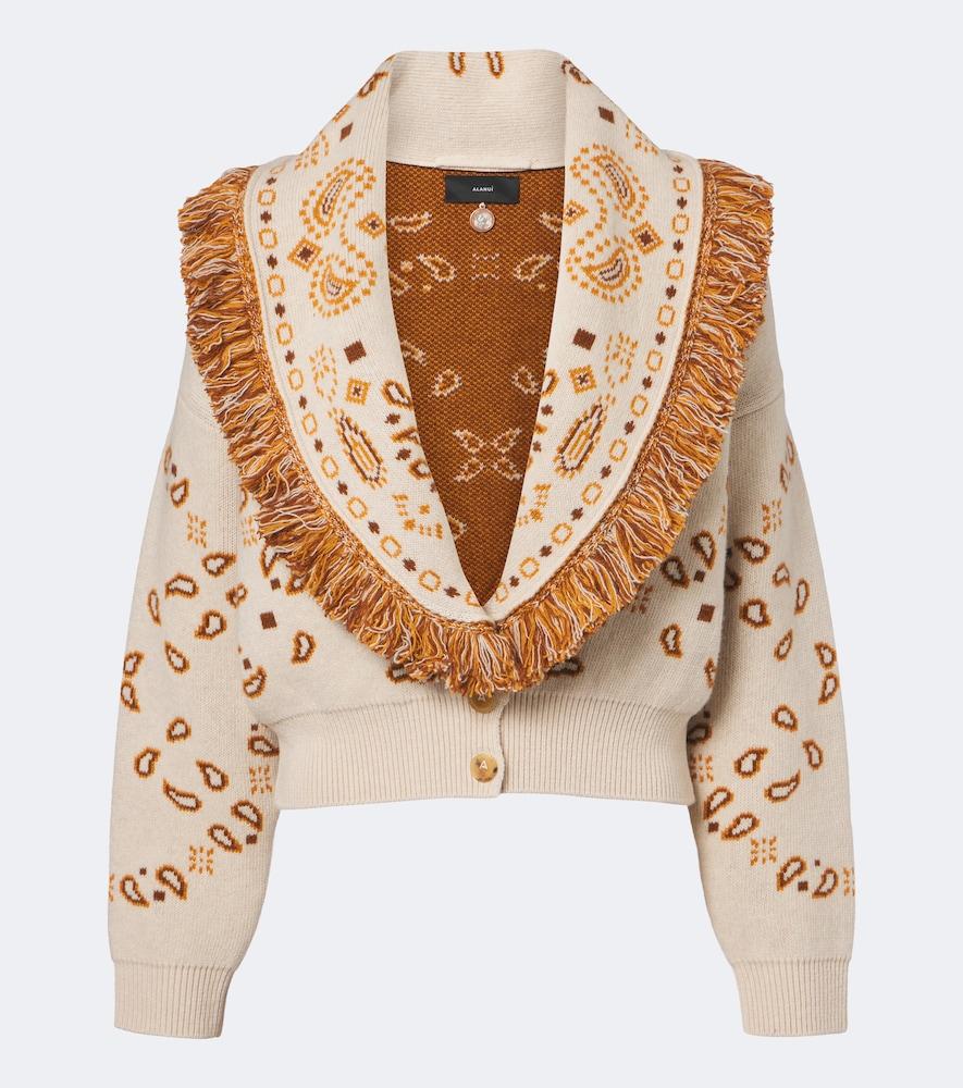 alanui bandana wool and cashmere cardigan