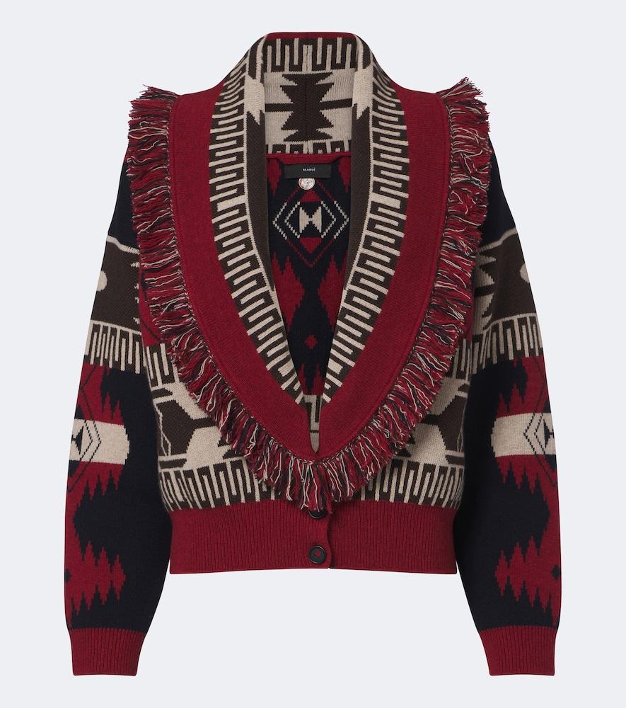 alanui icon jacquard wool and cashmere cardigan
