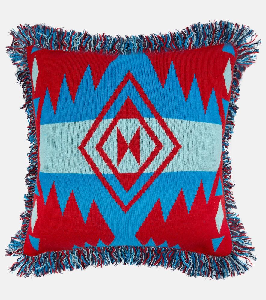 alanui icon wool-blend jacquard cushion