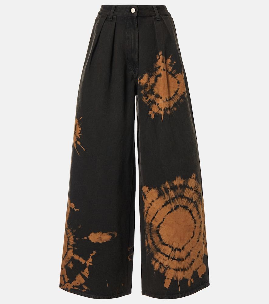 alanui printed cotton wide-leg pants