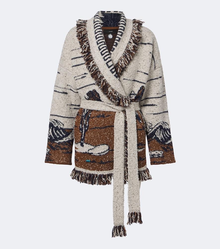 alanui riding the waves cotton and wool blend cardigan