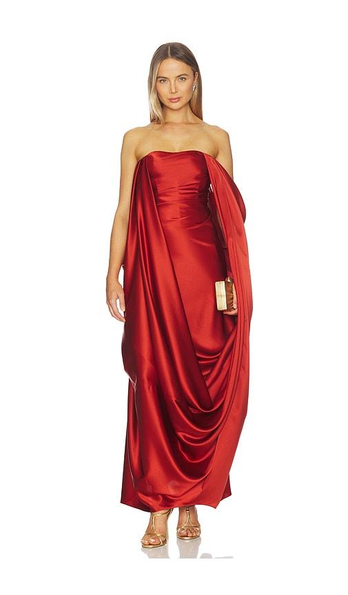 alejandra alonso rojas draped overlay gown in red. - size 0 (also in 2)