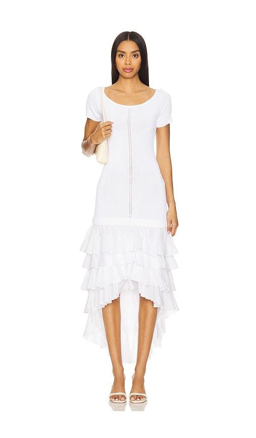 alejandra alonso rojas knit ruffle dress in white. - size l (also in s)