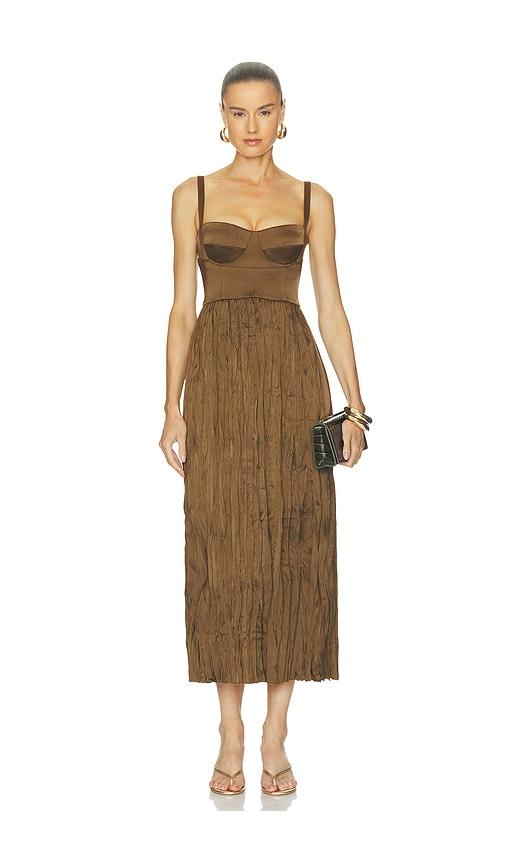 alejandra alonso rojas pleated bustier dress in brown. - size 0 (also in 2, 4, 6)
