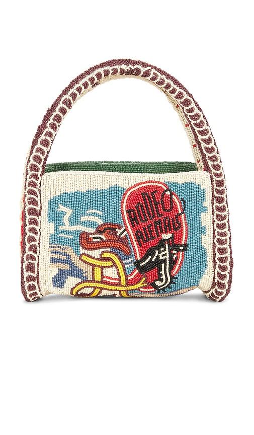 alemais ace beaded barrel bag in multi.