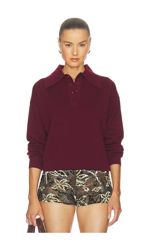 alemais claudia plum knit polo in burgundy. - size l (also in xxs, s, m, xl)