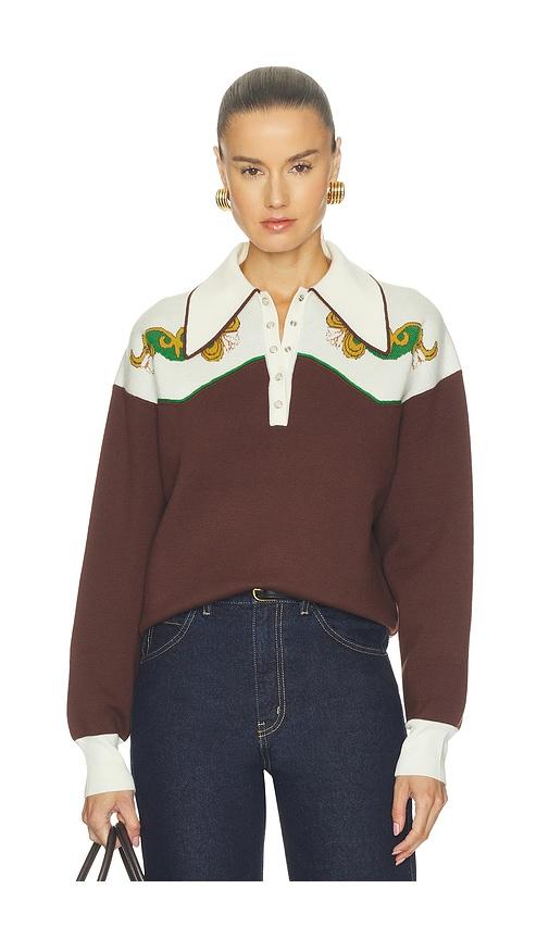 alemais lasso knit polo in brown. - size l (also in xxs, xs, s, m, xl)
