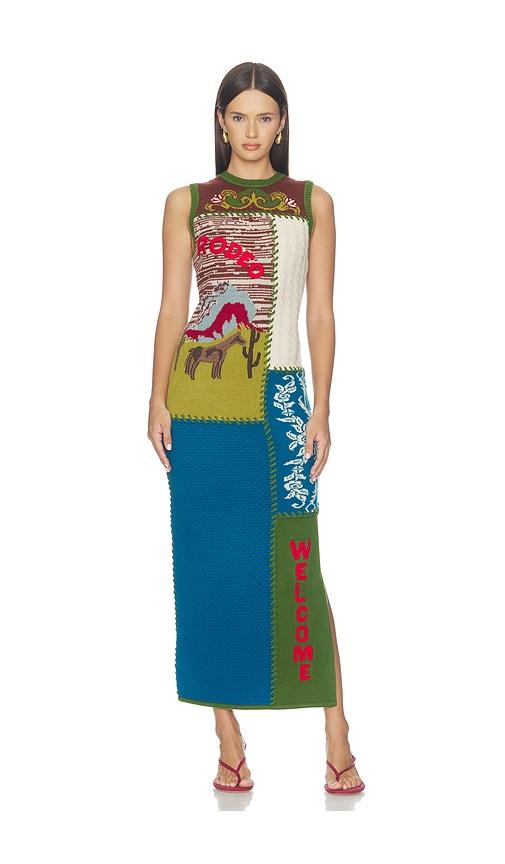 alemais lasso patchwork knit dress in green. - size xs (also in xxs)