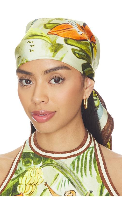 alemais toucan tango silk scarf in green,blue.