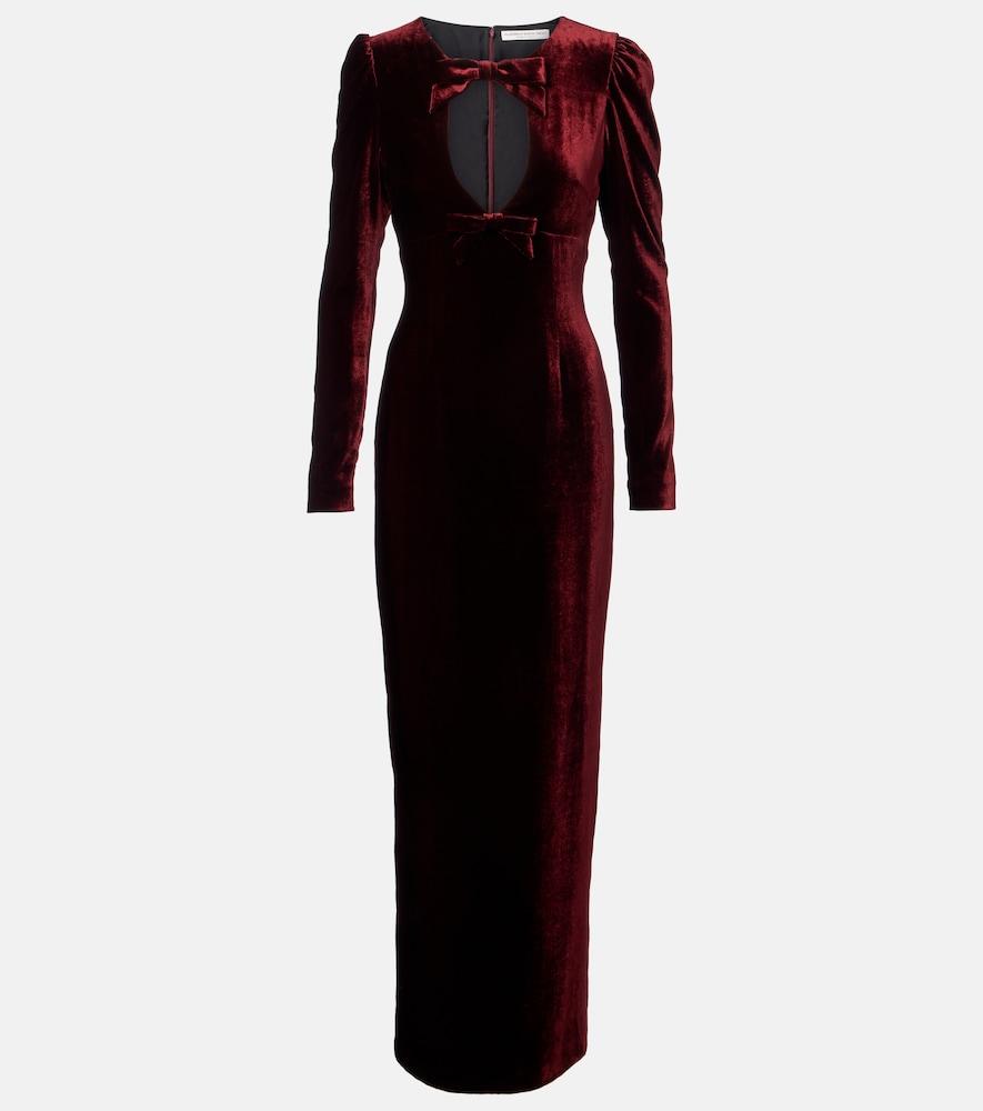alessandra rich bow-detail cutout velvet gown