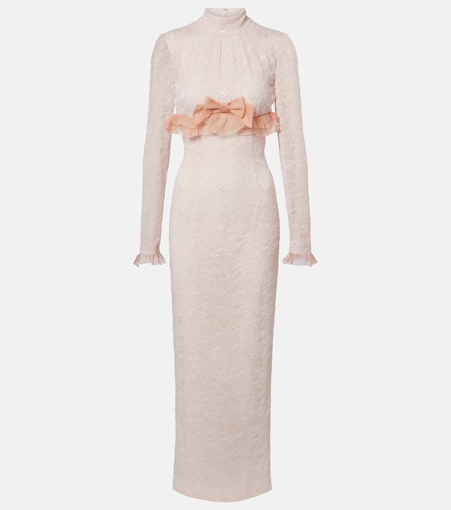 alessandra rich bow-detail lace gown