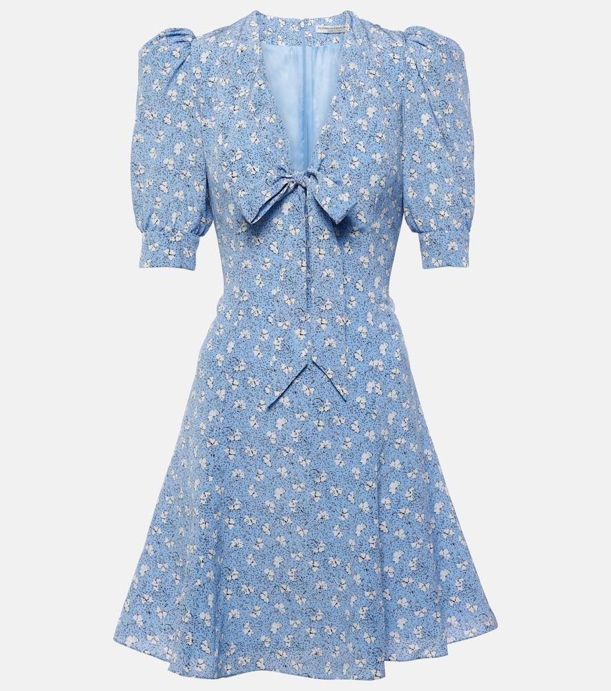 alessandra rich bow-detail printed silk minidress