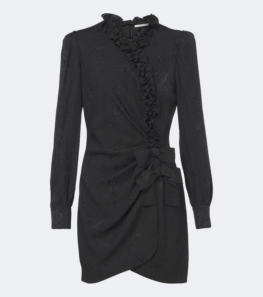 alessandra rich bow-detail ruffled silk moiré minidress