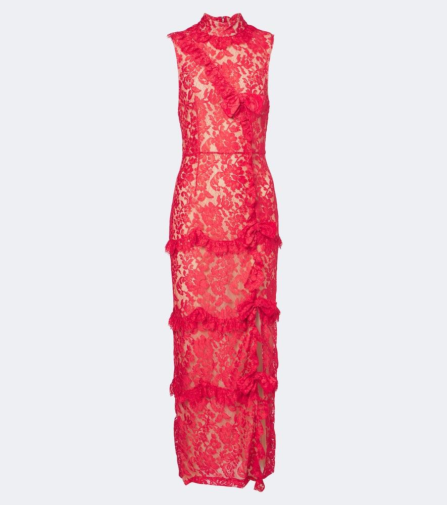 alessandra rich bow-detail tiered lace cocktail dress