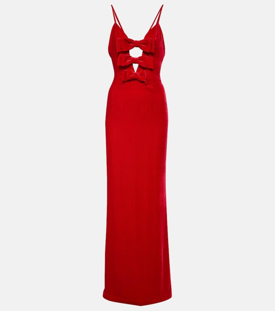 alessandra rich bow-detail velvet gown