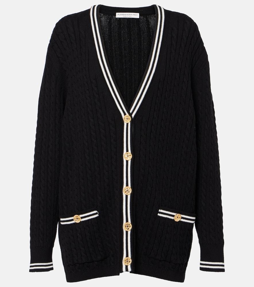 alessandra rich cable-knit cotton cardigan