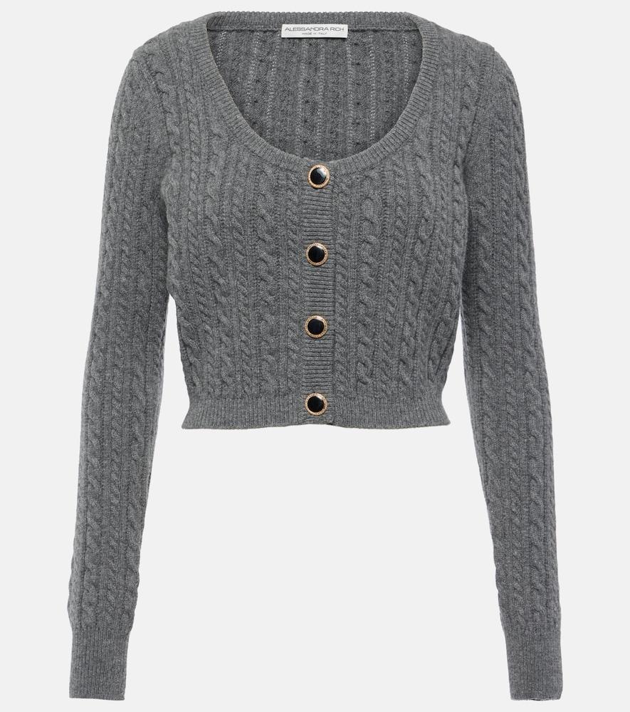 alessandra rich cable-knit wool cardigan