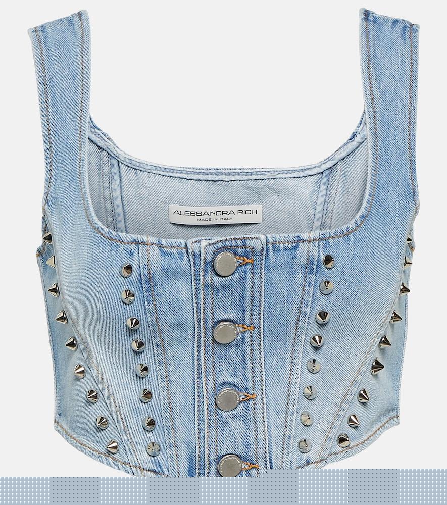 alessandra rich denim crop top