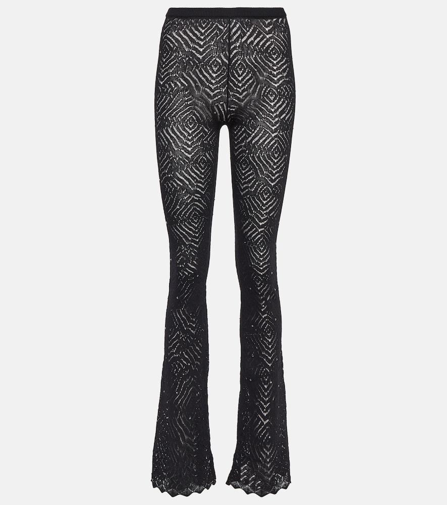 alessandra rich embellished high-rise flared lace pants