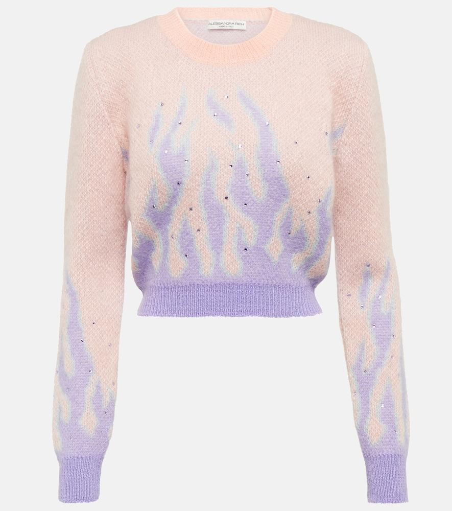 alessandra rich embellished jacquard mohair-blend sweater